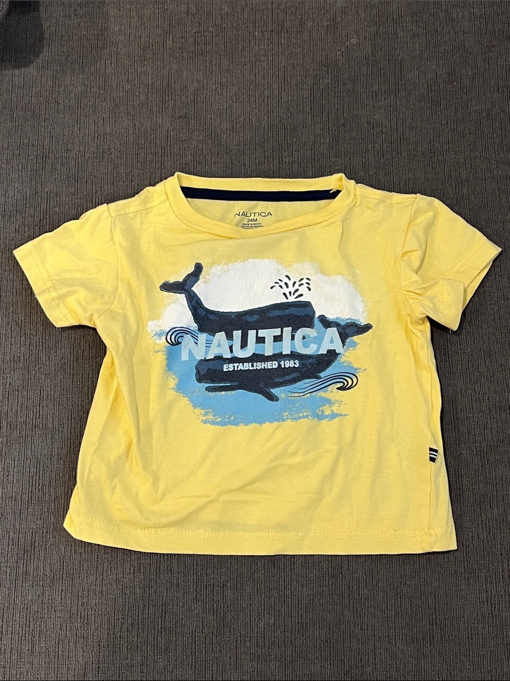 Nautica 24M Yellow Tee with Blue Whale Graphic